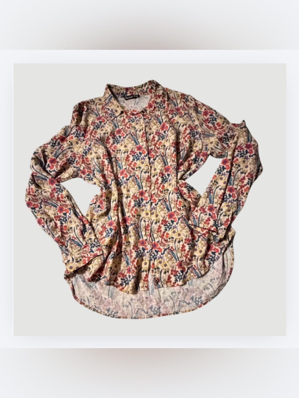 Big Dart Floral Button Up Blouse Size L/UK Size 16